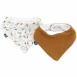 Confezione da 2 bavaglini bandana - DOMIVA - TU - Mussola - Caramello Stampato ad Acqua