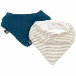 Confezione da 2 bavaglini bandana - DOMIVA - TU - Mussola - Righe indaco