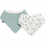 Confezione da 2 bavaglini bandana - DOMIVA - TU - Mussola - Stampa Celadon sull'acqua