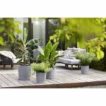 ELHO - Vaso da fiori - Greensense Aqua Care Round 43 - Cemento chiaro - Interno/esterno - Ø 43 x H 42,5 cm - immagine 2