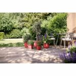 Vaso per fiori - ELHO - Amiga Round 25 - Rosso - L 25 x P 24,5 x H 18 cm - Esterno - 100% riciclato - immagine 4