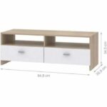 FINLANDEK Porta TV HELPPO bianco opaco moderno effetto rovere - L 95 cm