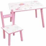 FUN HOUSE - Tavolo Unicorno h 41,5 cm x l 61 cm x p 42 cm con una sedia h 49,5 cm x l 31 cm x p 31,5 cm per bambini