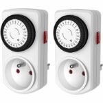 Set di 2 mini programmatori meccanici giornalieri - GAO - 3680 W - 48 programmi - Bianco