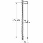 Asta doccia - GROHE Vitalio Universal 27724001 - 60 cm - Ø 22 mm - Fissaggio superiore regolabile - Da incollare o avvitare - Cromo - immagine 3
