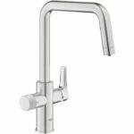Rubinetto cucina con filtro - Supersteel - Filtrazione acqua - Bocca alta a U - Rotazione 150° - GROHE Blue Pure Start - 30595DC0