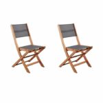 Set di 2 sedie in legno di acacia FSC e textilene - Grigio