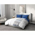 Parure copripiumino in microfibra AMBROISIE - 1 copripiumino 240 x 260 cm + 2 federe 63 x 63 cm - Blu - immagine 3
