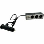 Tripla presa accendisigari 12/24V - HTC EQUIPMENT - Con due USB 3.1A Totali