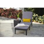 Lettino da sole ALLIBERT JAIPUR - imitazione resina intrecciata - grigio
