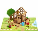 La Serra del Giardiniere 40 Pezzi - JEUJURA - Gioco di Costruzioni in Legno Naturale, Tappetino e Accessori Inclusi, 22x18,5x8,5 cm