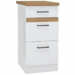 Junona cucina bassa mobili 40 cm - 3 cassetti + topp - bianco brillante