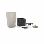 Vaso da fiori LECHUZA Cubico Color 40 - set completo, marrone sabbia - immagine 2