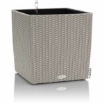 Vaso da fiori LECHUZA Cube Cottage 50 - set completo, marrone sabbia