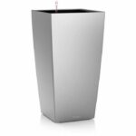 Vaso da fiori - LEC - Cubico Premium 50 - argento metallizzato - resistente alle intemperie