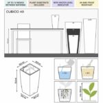 Vaso da fiori - LEC - Cubico Premium 40 - Rosso - Con riserva d'acqua - Kit completo - immagine 2