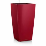 Vaso da fiori - LEC - Cubico Premium 40 - Rosso - Con riserva d'acqua - Kit completo