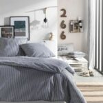 Set da letto - oggi Kargo - 220x240 cm - 2 persone - Navy stampato in cotone