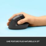 Logitech Lift Mouse Wireless Verticale Ergonomico, Ricevitore USB Bluetooth o Logi Bolt, Silenzioso - Grafite - immagine 3
