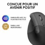 Logitech Lift Mouse Wireless Verticale Ergonomico, Ricevitore USB Bluetooth o Logi Bolt, Silenzioso - Grafite - immagine 5