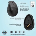 Logitech Lift Mouse Wireless Verticale Ergonomico, Ricevitore USB Bluetooth o Logi Bolt, Silenzioso - Grafite - immagine 6