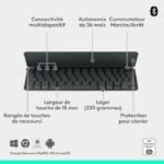 Tastiera portatile - Wireless - Logitech - Keys-To-Go 2 - per Tablet - AZERTY - Grafite - immagine 6