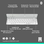 Tastiera portatile - Wireless - Logitech - Keys-To-Go 2 - per Tablet - AZERTY - Grigio chiaro - immagine 6
