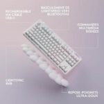 Logitech G - Tastiera da gioco - G715 Linear Wireless Mechanical (GX Red) con poggiapolsi - White Mist - immagine 6