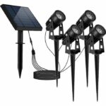 Quattro faretti solari 4 in 1 da attaccare o fissare - LUMISKY - ROUNDY - H27 cm - LED bianco freddo