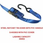 Kit di 4 cinghie di ancoraggio - MASTER LOCK - 4367EURDAT - Con ganci e cricchetto - 5m x 25mm - Blu - immagine 4