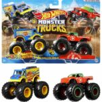 Hot Wheels - Set di 2 veicoli Monster Truck Double Demolition - Piccole auto - 3 anni e +