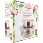 Set di 2 contenitori ermetici con coperchio - MENASTYL - 5040178 - Acciaio inossidabile - Rotondi - 15 e 20 cm - Adatto al microonde - immagine 2