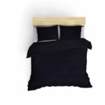 Completo letto - 1 copripiumino 220 x 240 cm + 2 federe 60 x 60 cm - 100% raso di cotone - Blu - immagine 2