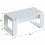 Tavolino alzabile - Melaminico bianco - L 105 x P 55 x H 45 cm NOVA - immagine 5