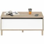 Tavolino sollevabile MORPHOS - L 100 x P 50 x H 43,6 cm - Rettangolare - Decoro Bianco / Rovere - PARISOT - immagine 5