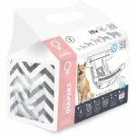 Pannolini per cani - M PETS - PANNOLINI Femmina L x10 - Circonferenza vita 32-52 cm - 8-15 kg - Indicatore umidità - Protezione 12h - immagine 2