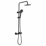 OCEANIC Colonna doccia - Miscelatore termostatico - Testa tonda alta diametro 20 cm - Nero opaco