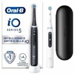 Oral-B iO 5 Confezione da 2, spazzolini elettrici bianchi e neri, 2 testine