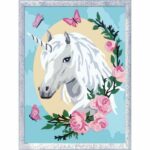 CreArt Kids 18x24cm Unicorno fiorito, età 9+, Kit di pittura con i numeri, Numero d'arte, 25834, Ravensburger - immagine 3