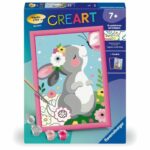 CreArt Kids 18x24cm Coniglio e farfalla, Kit di pittura con i numeri, Numero d'arte, Età 7+, 25836, Ravensburger