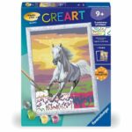 CreArt Kids 18x24 cm Cavallo nel prato, Kit da dipingere con i numeri, Numero d'arte, Dai 7 anni in su, 25845, Ravensburger