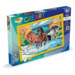 CreArt Kids 31x21cm Mandria di cavalli, Kit di pittura con i numeri, Numero d'arte, Età 9+, 25846, Ravensburger - immagine 5