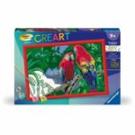 CreArt Kids 31x21cm Pappagalli, Kit di pittura con i numeri, dai 7 anni in su, 25854, Ravensburger