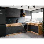 Base ROCK - Melaminico decoro rovere lancillotto e grigio matera - 1 anta - L60 x H82 cm - immagine 4