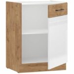 ROCK - Base - rovere Lancillotto e melaminico bianco lucido - 60 cm - 1 anta battente