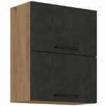 Mobile alto ROCK - Melaminico decoro rovere lancillotto e grigio matera - 1 anta - L60 x H72 cm