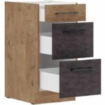 ROCK - Casseruola - 3 cassetti - 40 cm - Rovere Lancillotto e grigio matera - CUISINIER - immagine 2