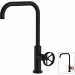 ROUSSEAU MISCELATORE LAVABO INDUSTRIALE BOCCA MOBILE NERO - immagine 3