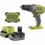 Trapano avvitatore a percussione a batteria - RYOBI - 18 V - Con borsa, accessori, batteria e caricabatterie