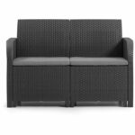 Allibert by KETER - Sanremo - divano da giardino - in resina intrecciata effetto rattan - grigio grafite - immagine 3